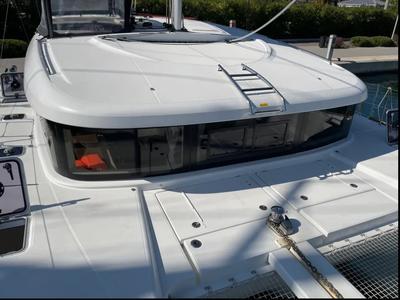 Deck of BONOBO, a Lagoon 40 catamaran at Municipal Unit of Lefkada, Greece