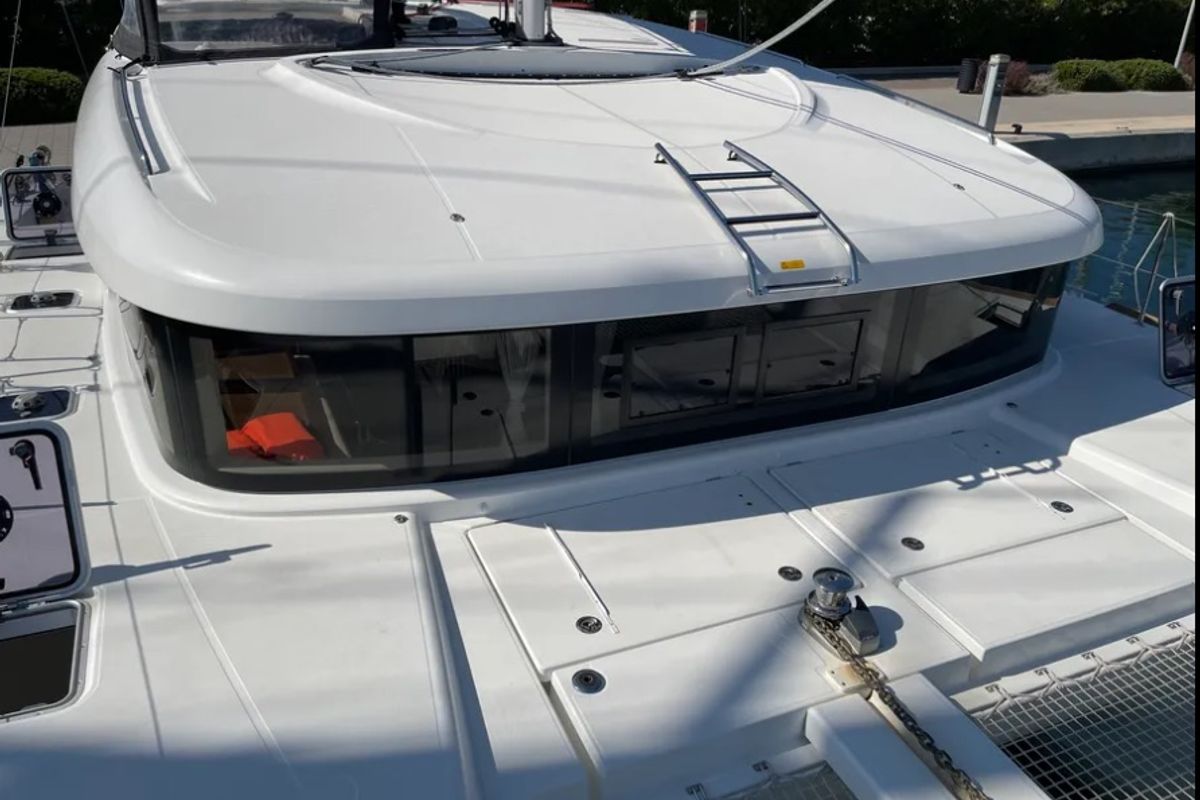 Deck of BONOBO, a Lagoon 40 catamaran at Municipal Unit of Lefkada, Greece