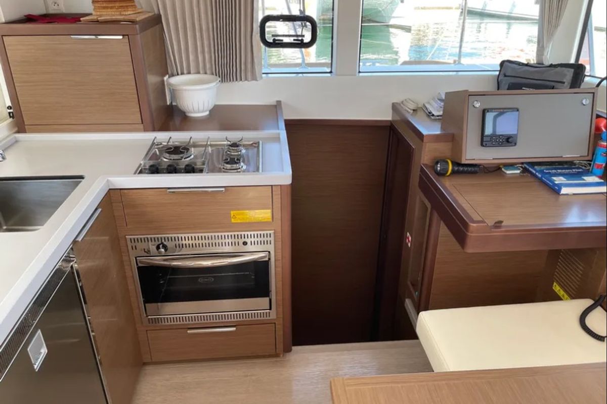 Galley of BONOBO, a Lagoon 40 catamaran at Municipal Unit of Lefkada, Greece