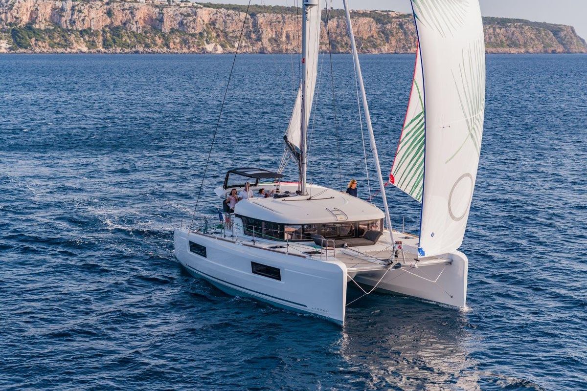 Exterior view of BONOBO, a Lagoon 40 catamaran at Municipal Unit of Lefkada, Greece