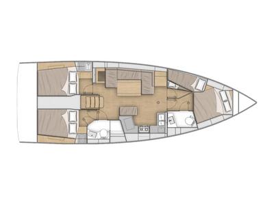 Floor plan of Madelon, a Beneteau Oceanis 40.1 sailboat at Alameda, United States
