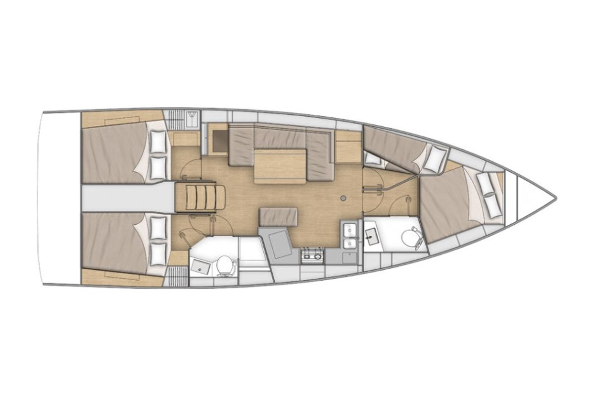 Floor plan of Madelon, a Beneteau Oceanis 40.1 sailboat at Alameda, United States