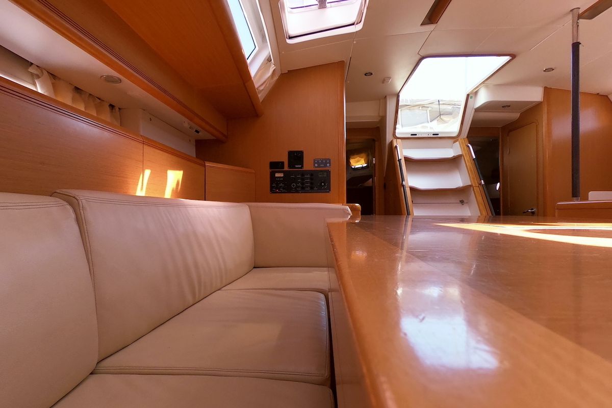 Salon of Anita, a Jeanneau 53 sailboat at Olbia, Italy