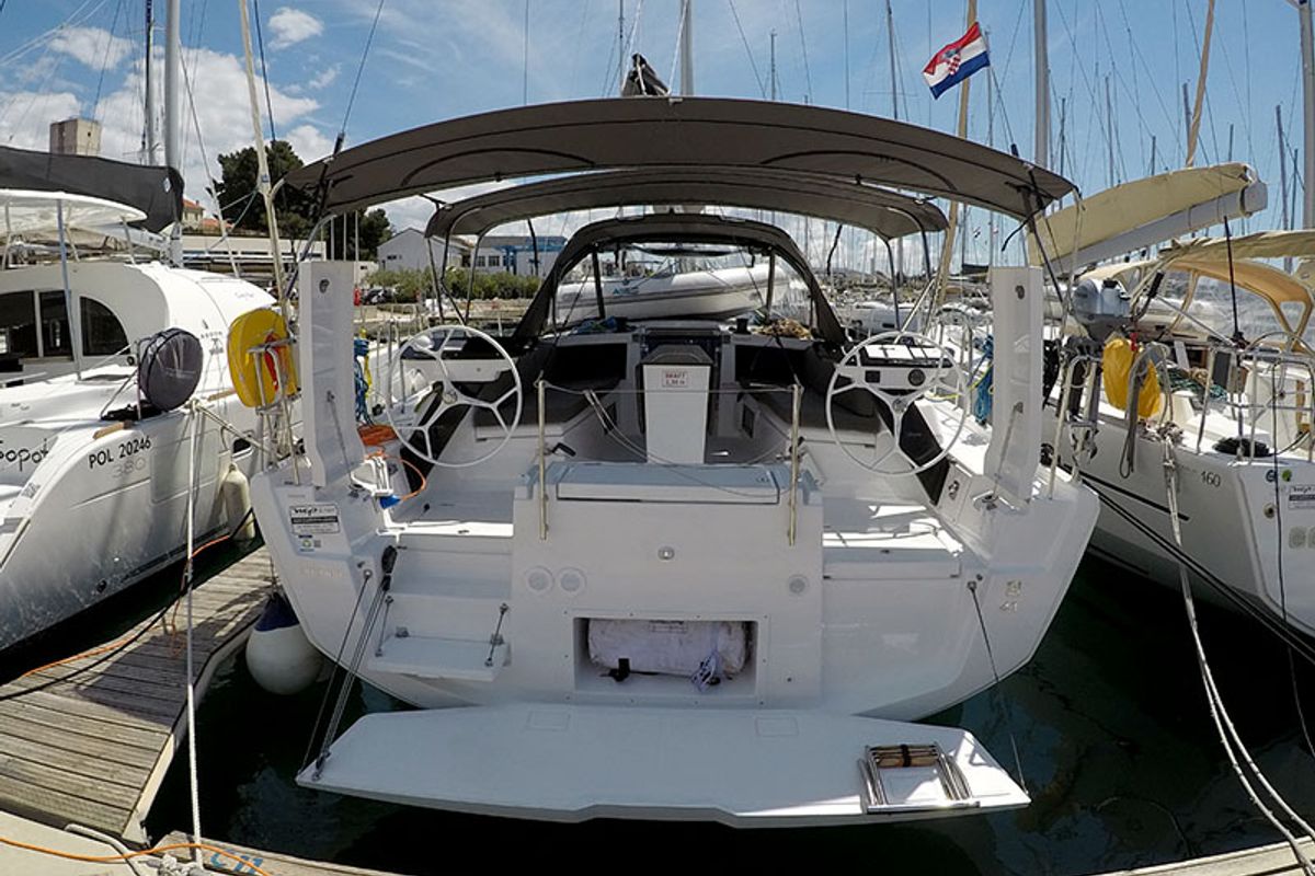 Exterior view of Anita, a Dufour 41 sailboat at Grad Šibenik, Croatia