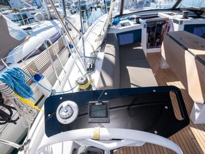Cockpit of Anita, a Dufour 41 sailboat at Grad Šibenik, Croatia