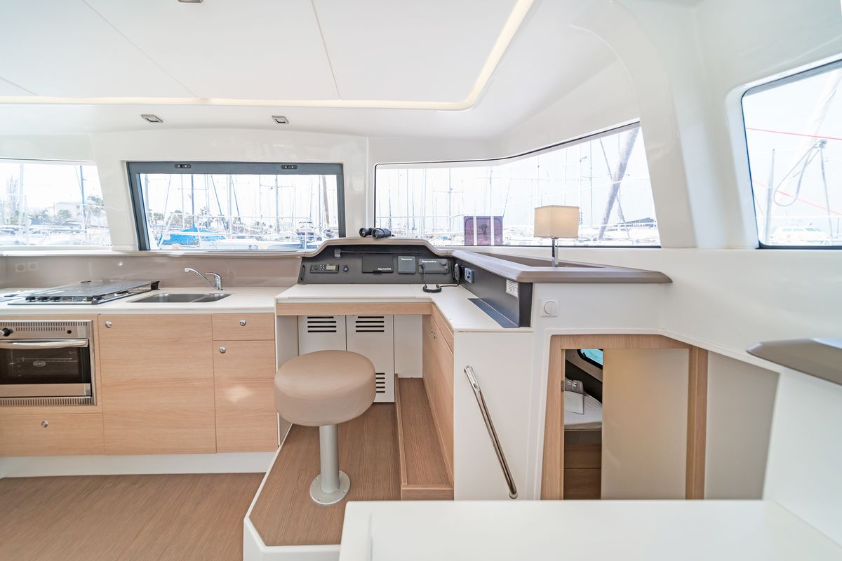 Galley of Anemoskala, a Bali 4.1 catamaran at Gouvia, Greece