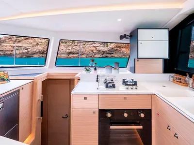 Galley of Hydra, a Nautitech 44 Open catamaran at Lavreotiki Municipal Unit, Greece