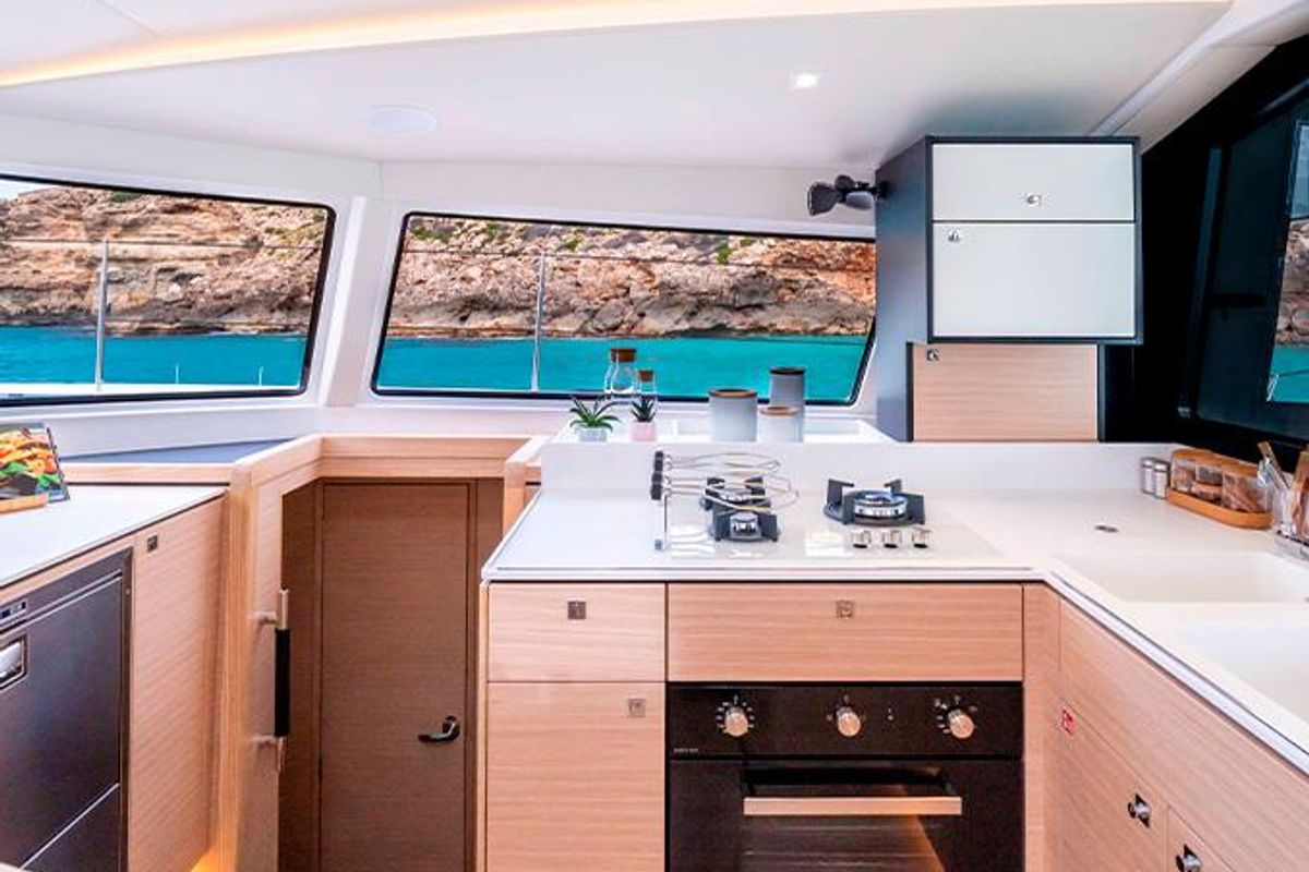 Galley of Hydra, a Nautitech 44 Open catamaran at Lavreotiki Municipal Unit, Greece