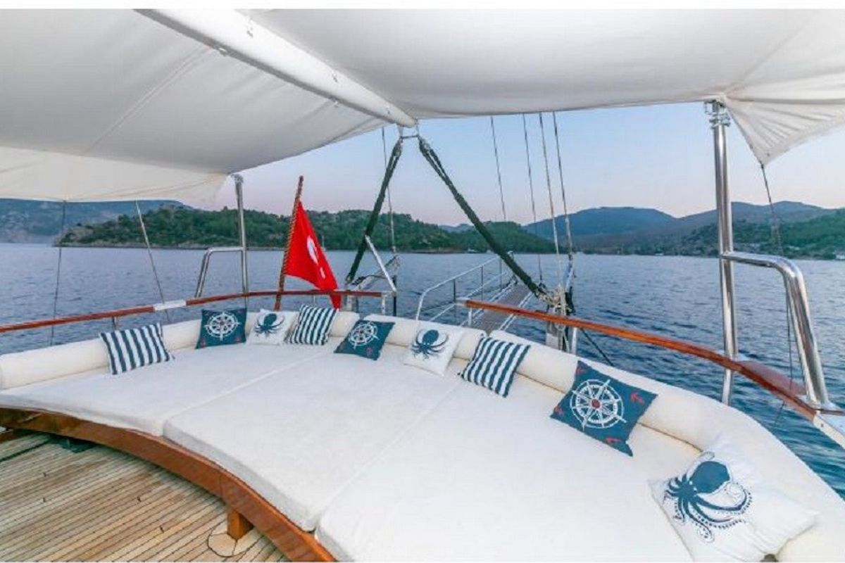 Deck of Santa Maria, a Gulet Gulet gulet at Bakırköy, Turkey