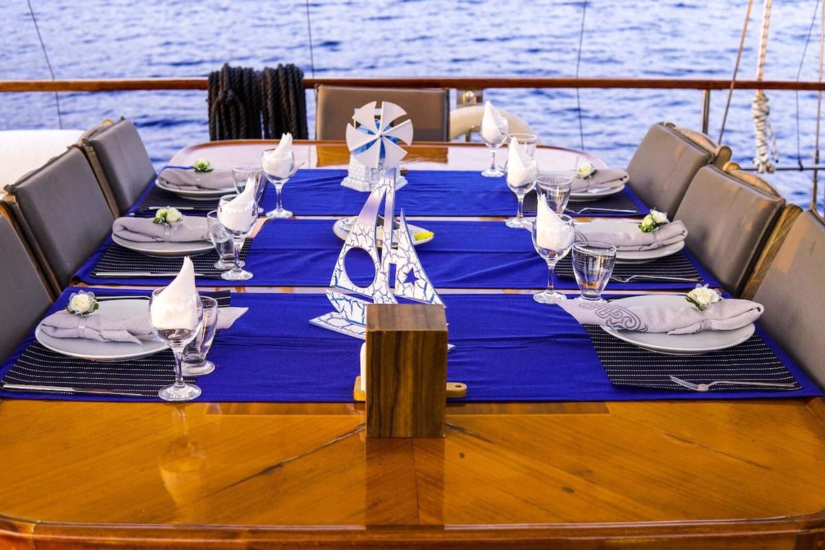 Deck of Santa Maria, a Gulet Gulet gulet at Bakırköy, Turkey
