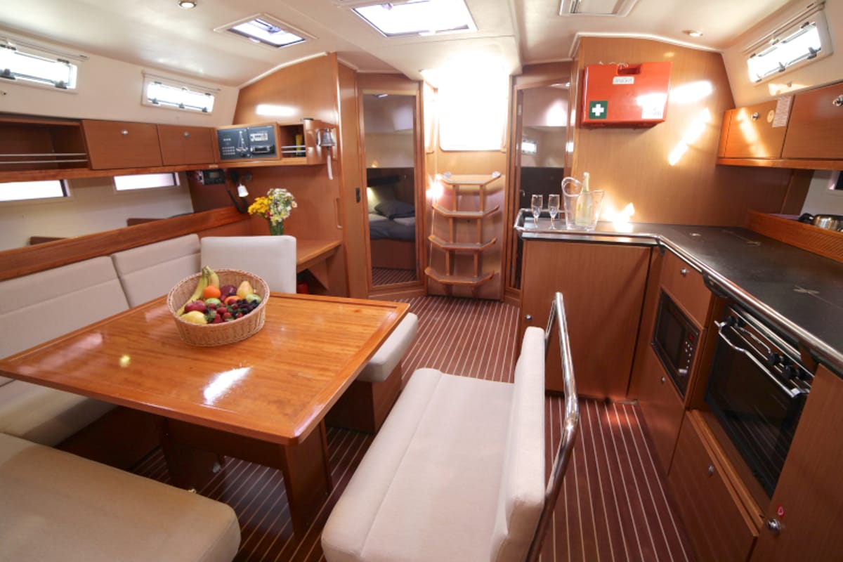 Salon of Sail Bravo, a Bavaria Cruiser 45 sailboat at Fethiye, Turkey