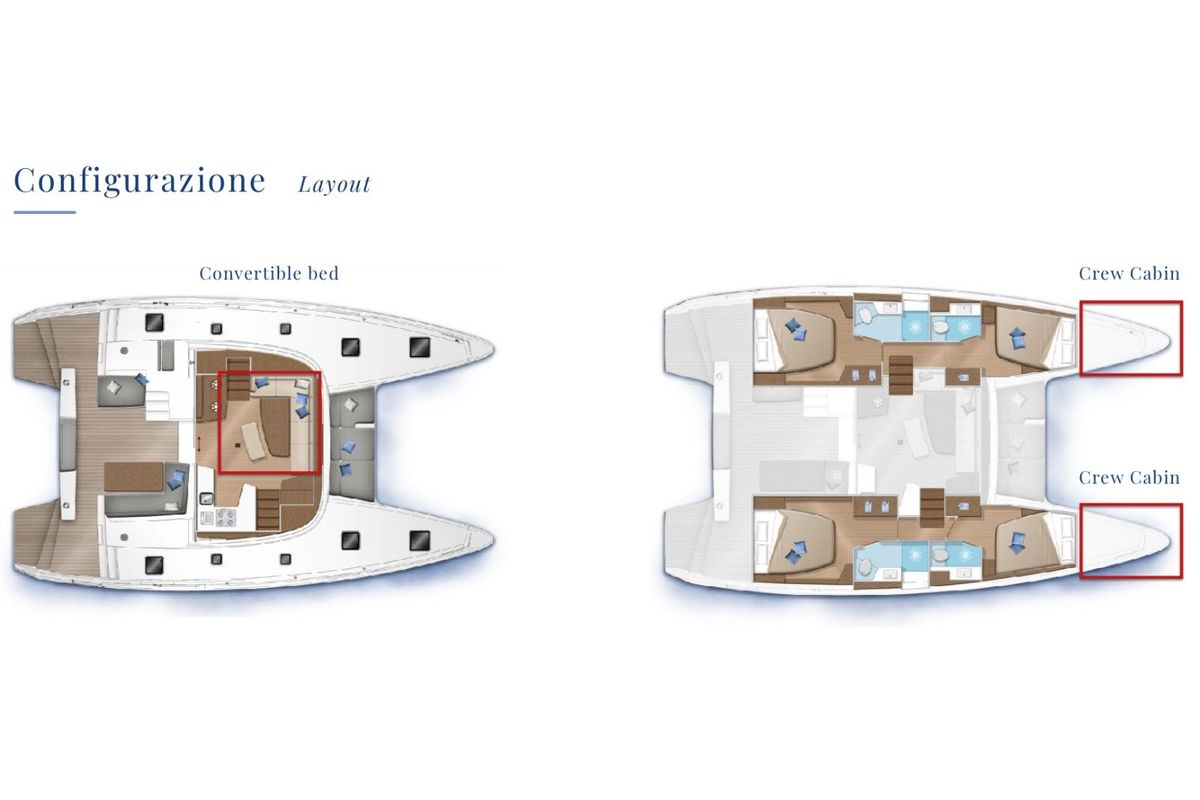Floor plan of Colombo 40 - Premium line, a Lagoon 42 catamaran at Tropea, Italy
