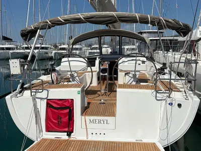 Cockpit of Meryl, a Hanse Yachts Hanse 458 sailboat at Grad Kaštela, Croatia