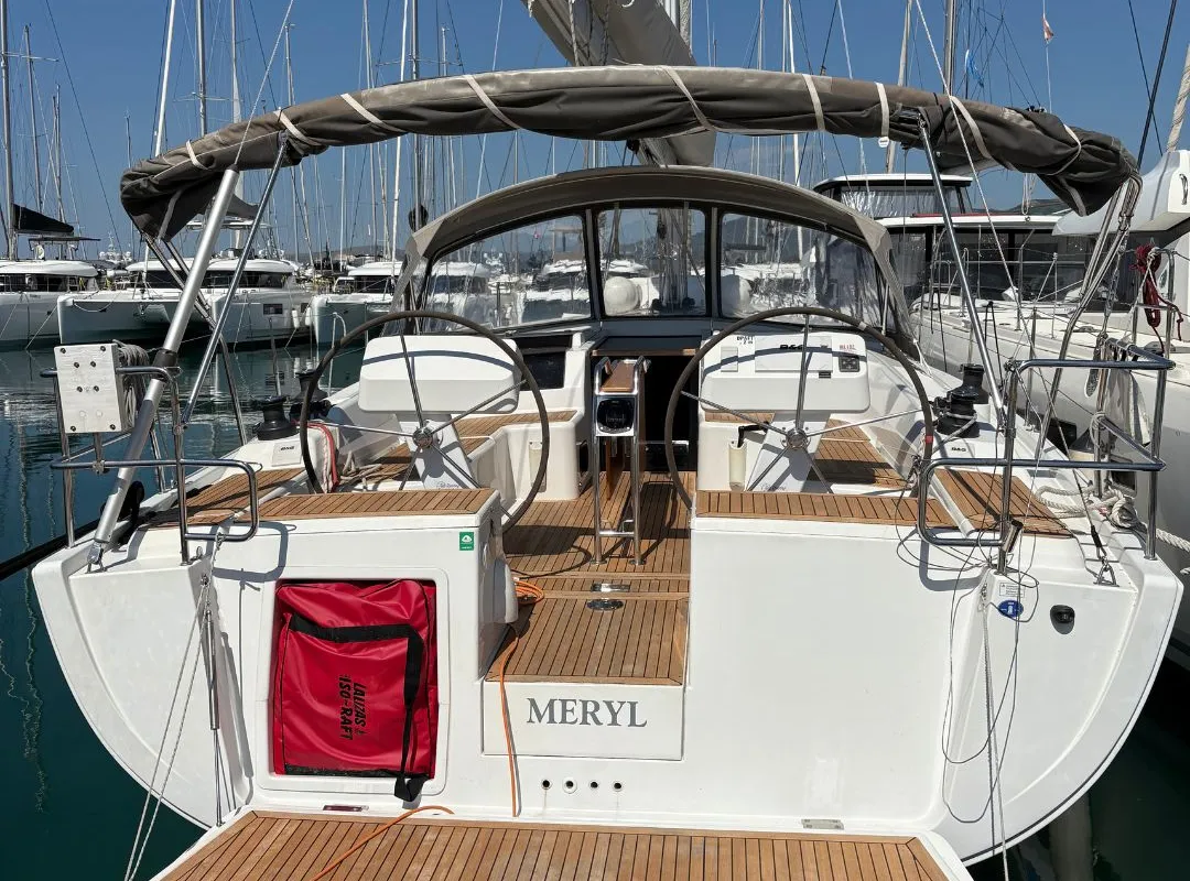 Cockpit of Meryl, a Hanse Yachts Hanse 458 sailboat at Grad Kaštela, Croatia