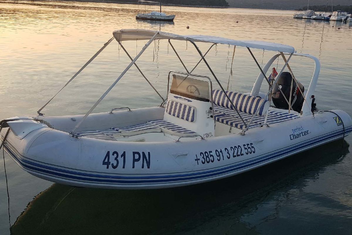 Exterior view of Medline 2, a Zodiac Medline 2 motorboat at Punat, Croatia