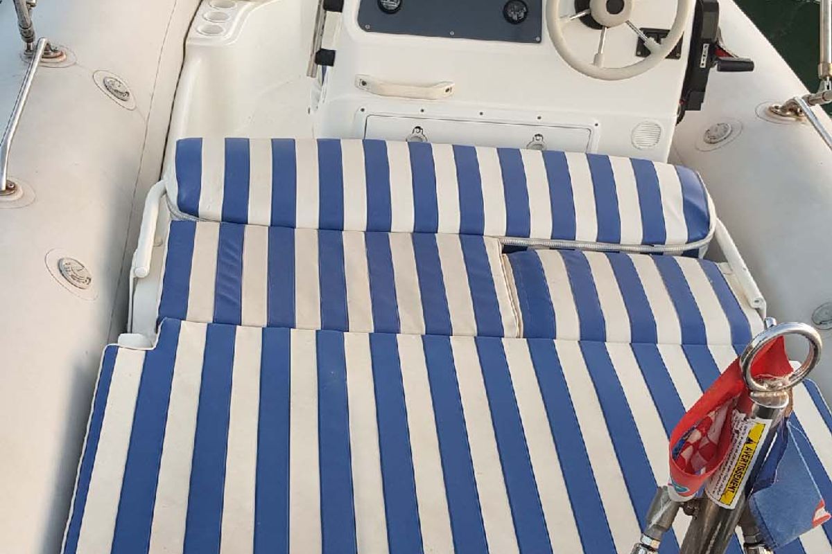 Deck of Medline 2, a Zodiac Medline 2 motorboat at Punat, Croatia