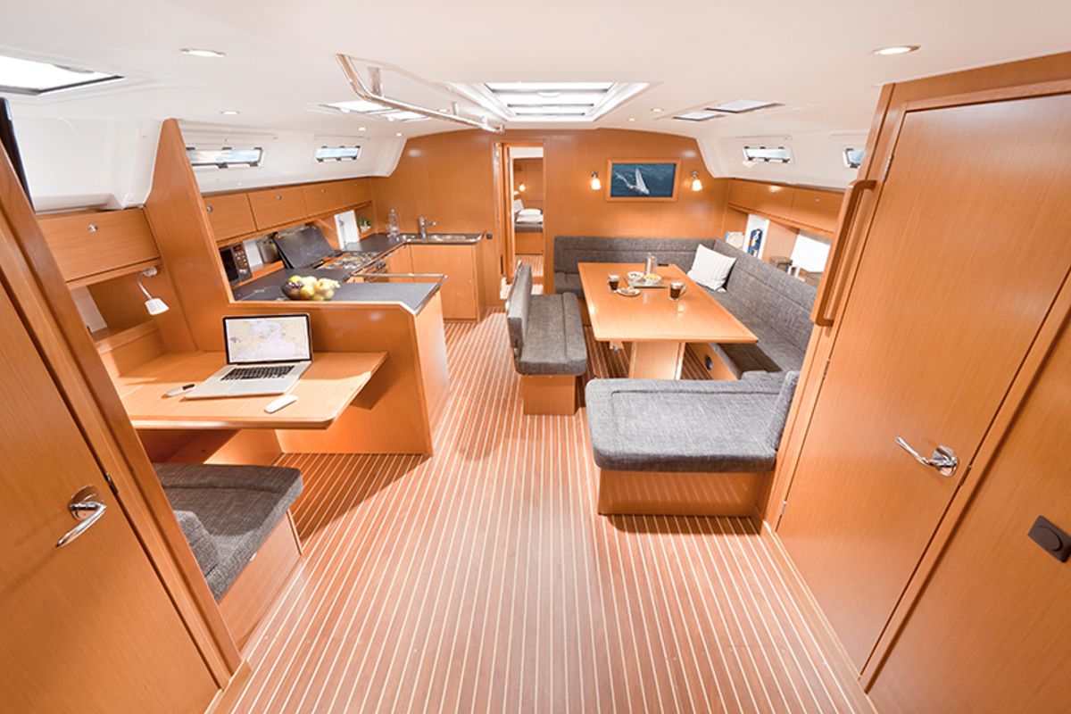 Salon of Star Isabella, a Bavaria 50 Cruiser sailboat at Punat, Croatia