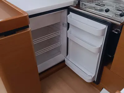 Galley of Funky One, a Jeanneau Sun Odyssey 440 sailboat at Kontokali, Greece