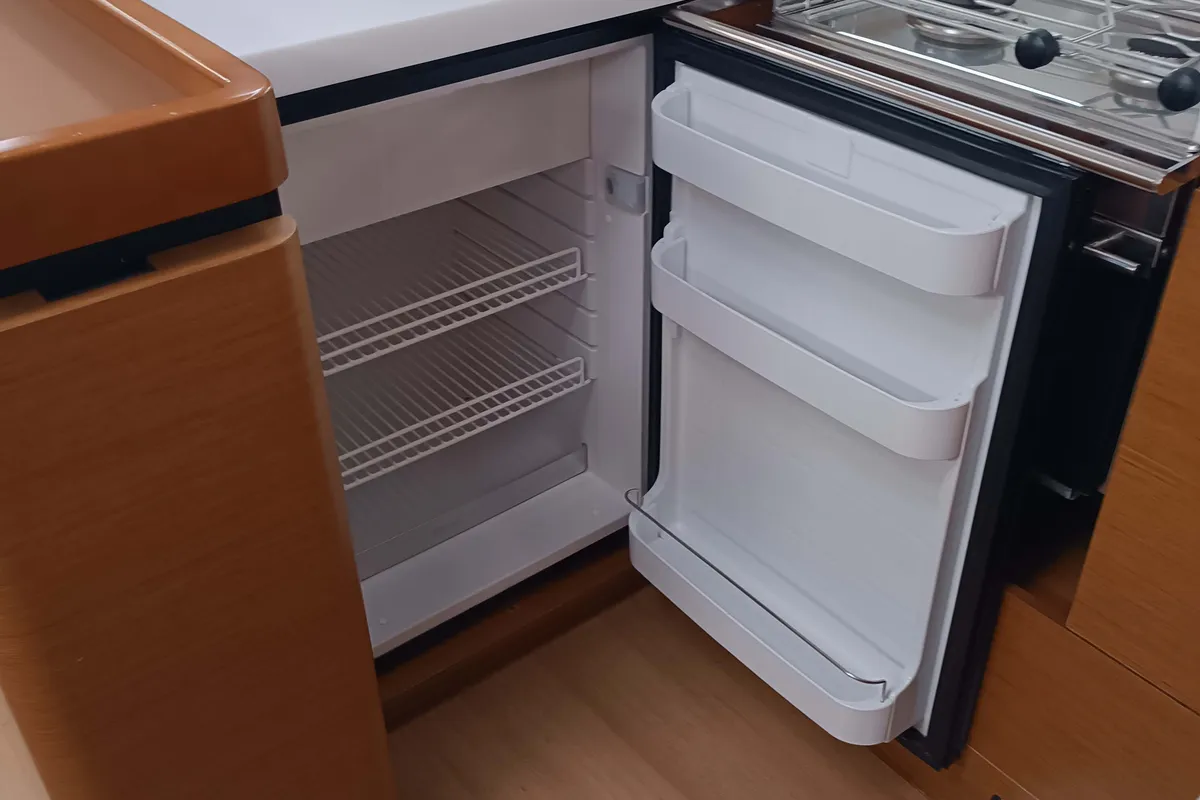 Galley of Funky One, a Jeanneau Sun Odyssey 440 sailboat at Kontokali, Greece