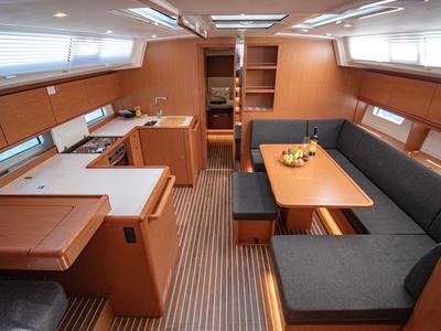 Salon of Sestrica Vela, a Bavaria C46 sailboat at Split, Croatia