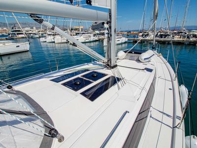 Deck of Sestrica Vela, a Bavaria C46 sailboat at Split, Croatia