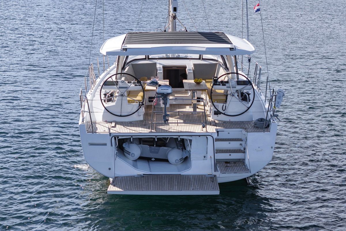 Deck of Friends, a Jeanneau 60 sailboat at Seget Donji, Croatia