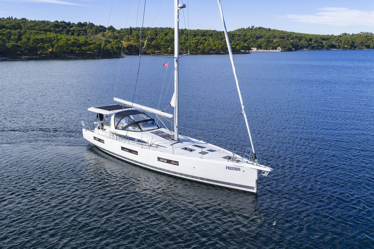 Exterior view of Friends, a Jeanneau 60 sailboat at Seget Donji, Croatia