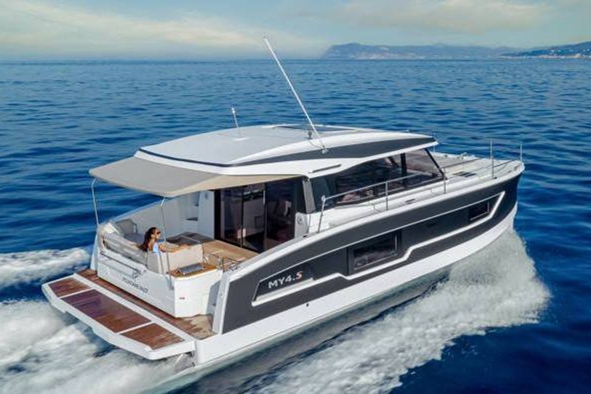 Exterior view of KIKA, a Fountaine Pajot MY4.S catamaran at Lavreotiki Municipal Unit, Greece