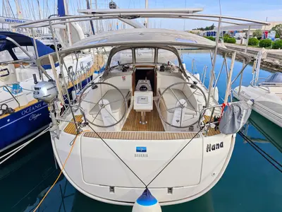 Cockpit of Hana, a Bavaria Cruiser 37 sailboat at Općina Sukošan, Croatia