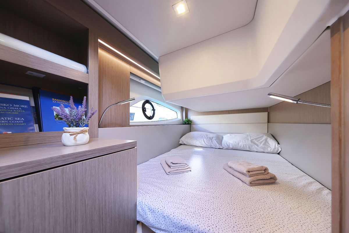 Cabin on Tireless, a Sealine C390 yacht at Grad Kaštela, Croatia