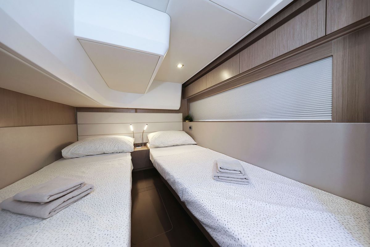 Cabin on Tireless, a Sealine C390 yacht at Grad Kaštela, Croatia