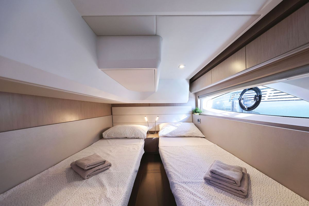 Cabin on Tireless, a Sealine C390 yacht at Grad Kaštela, Croatia