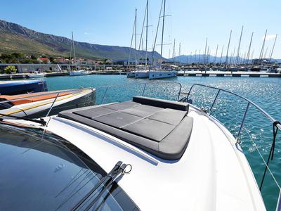 Deck of Tireless, a Sealine C390 yacht at Grad Kaštela, Croatia