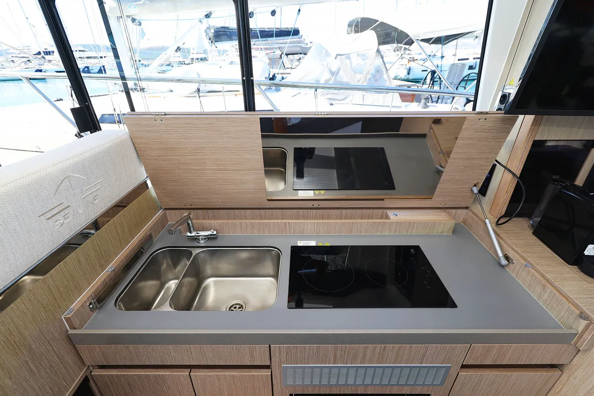 Galley of Tireless, a Sealine C390 yacht at Grad Kaštela, Croatia
