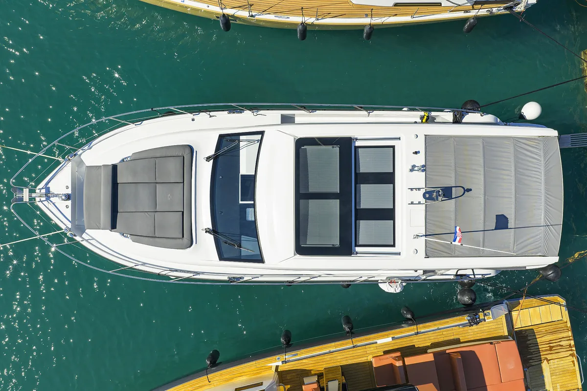 Exterior view of Tireless, a Sealine C390 yacht at Grad Kaštela, Croatia