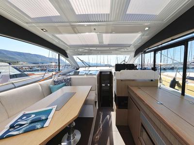 Salon of Tireless, a Sealine C390 yacht at Grad Kaštela, Croatia