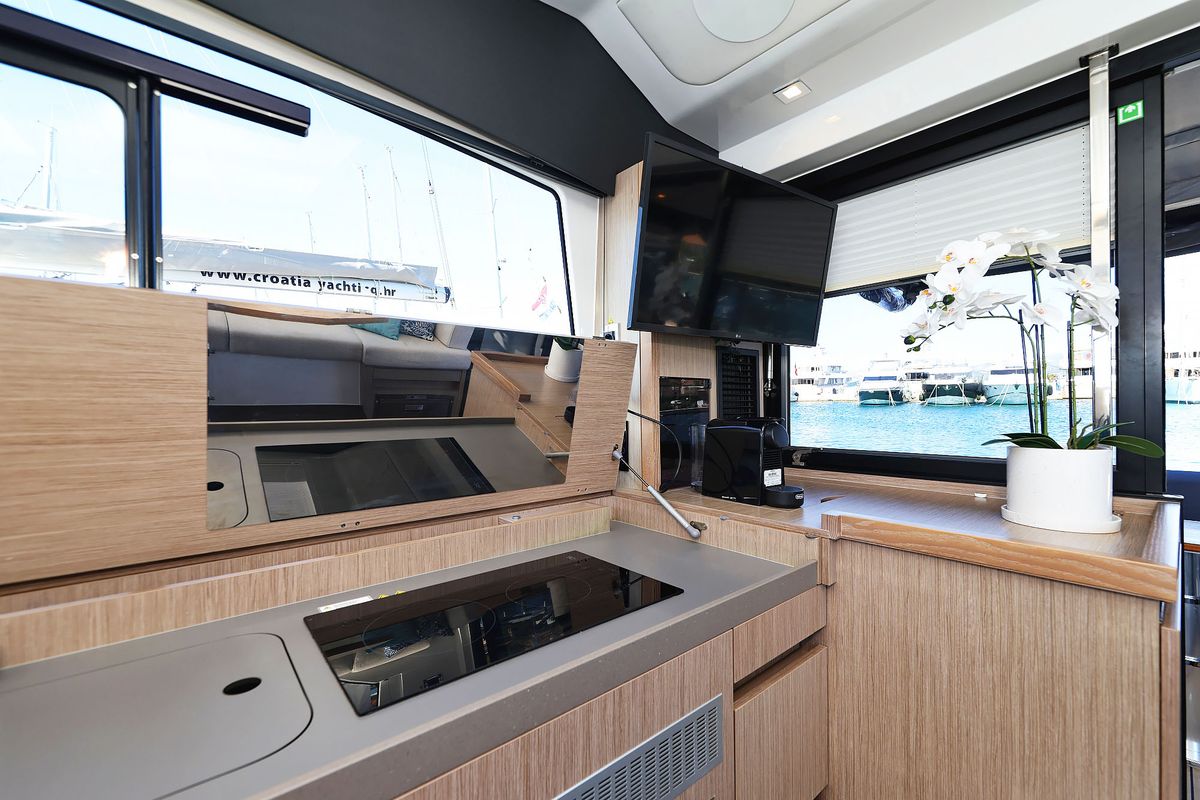 Galley of Tireless, a Sealine C390 yacht at Grad Kaštela, Croatia