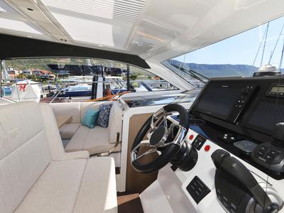 Cockpit of Tireless, a Sealine C390 yacht at Grad Kaštela, Croatia
