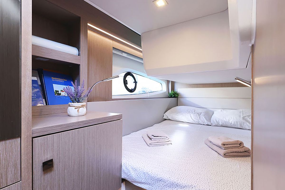 Cabin on Tireless, a Sealine C390 yacht at Grad Kaštela, Croatia