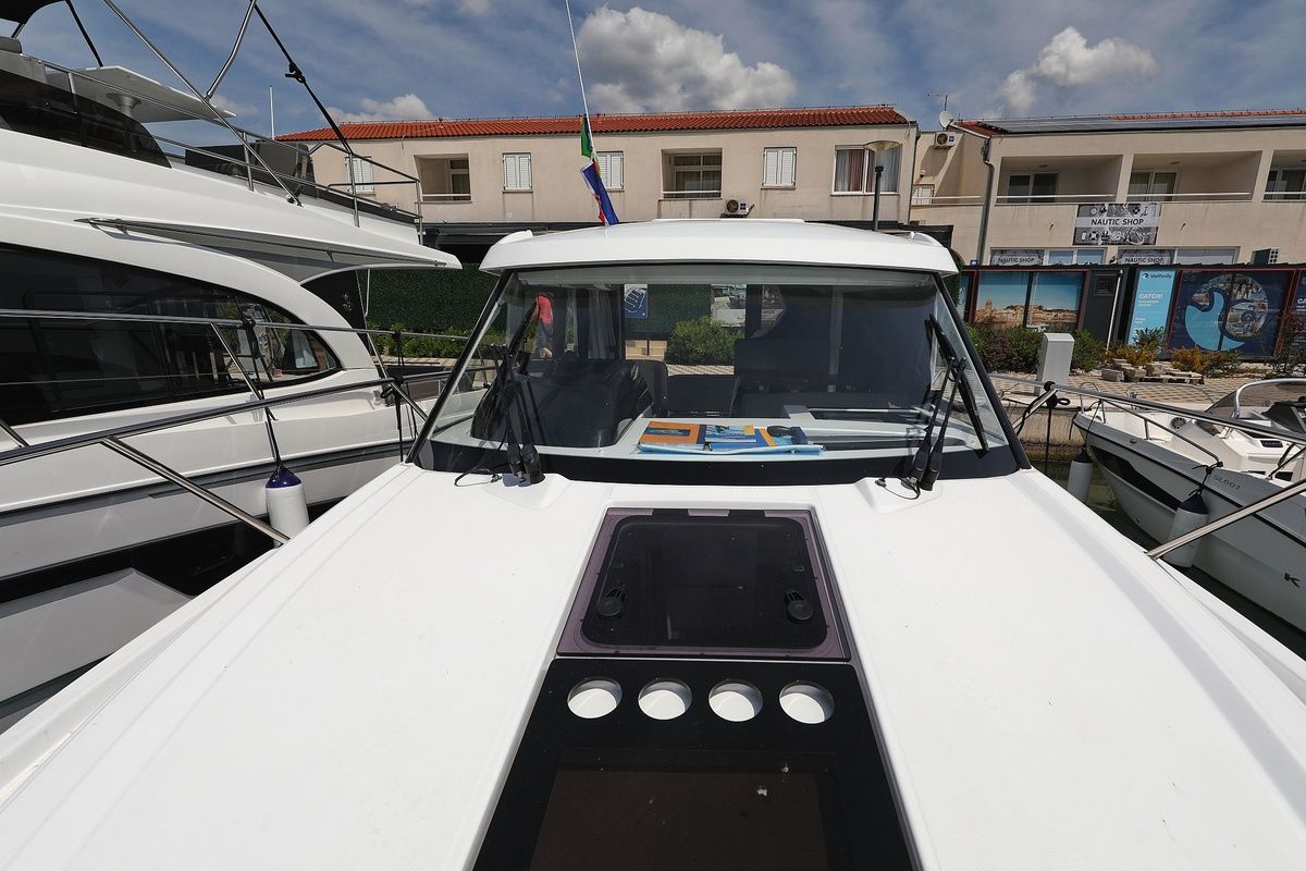 Exterior view of Aurora, a Beneteau Antares 9 OB motorboat at Pirovac, Croatia