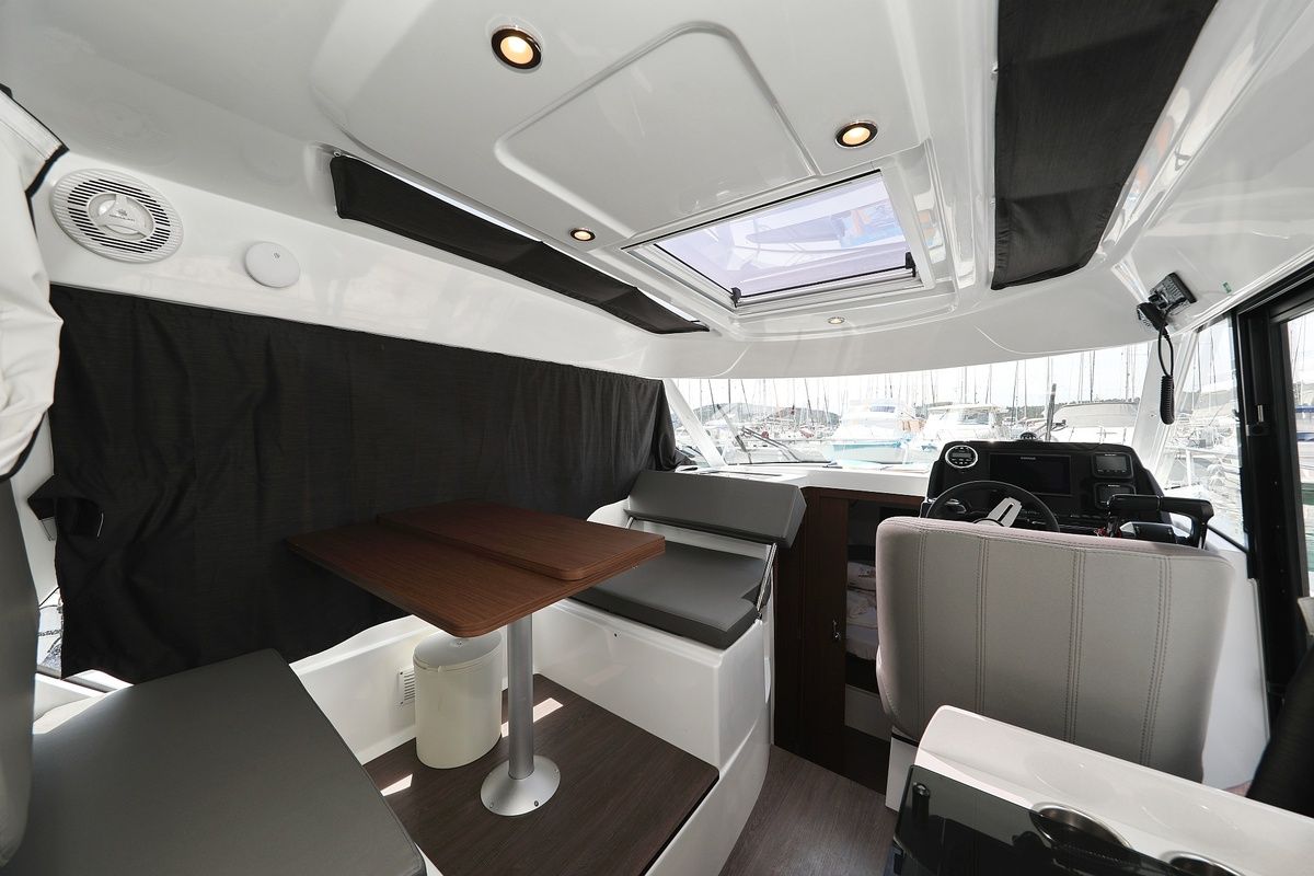 Salon of Aurora, a Beneteau Antares 9 OB motorboat at Pirovac, Croatia
