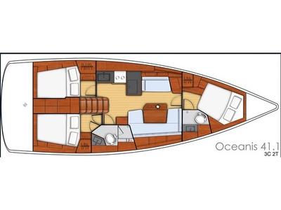 Floor plan of Vera, a Beneteau Oceanis 41.1 sailboat at Puntone di Scarlino, Italy
