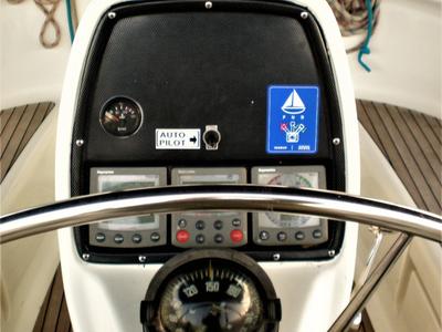 Cockpit of Planis, a Bavaria 39 Cruiser sailboat at Sami Municipal Unit, Greece
