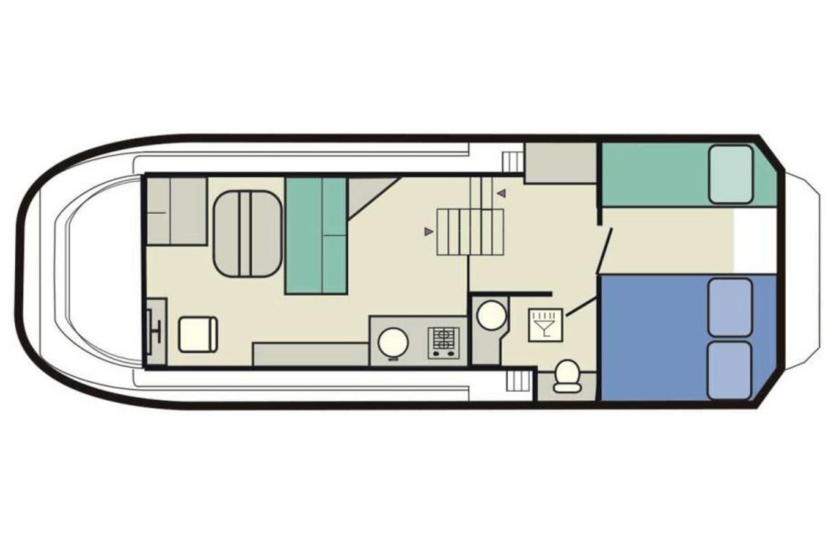 Floor plan of Sheba, a Cygnet Sheba motorboat at Nieuwpoort, Belgium