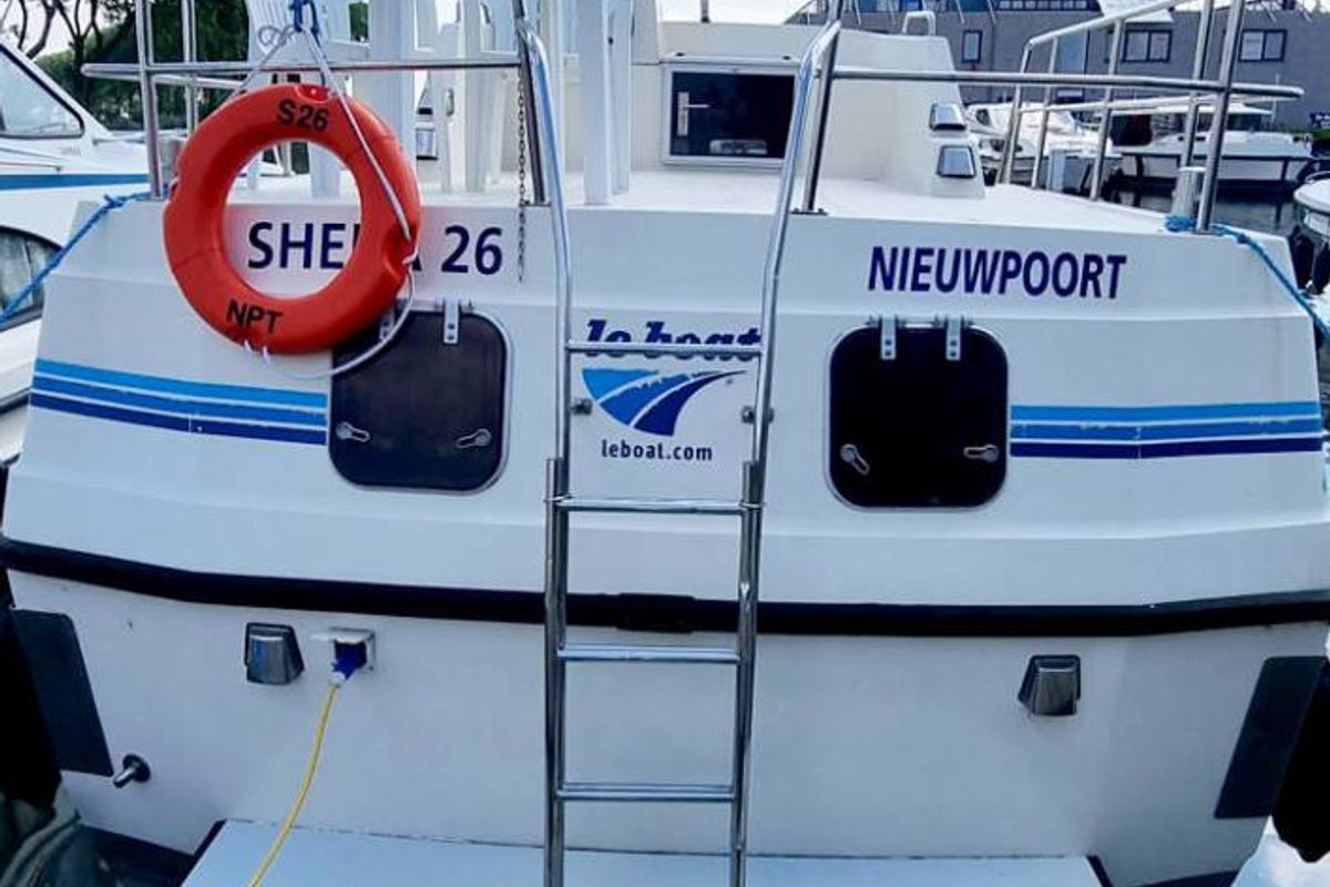 Exterior view of Sheba, a Cygnet Sheba motorboat at Nieuwpoort, Belgium