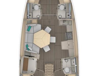 Floor plan of Payidar, a Dufour 44 sailboat at Marmaris, Turkey