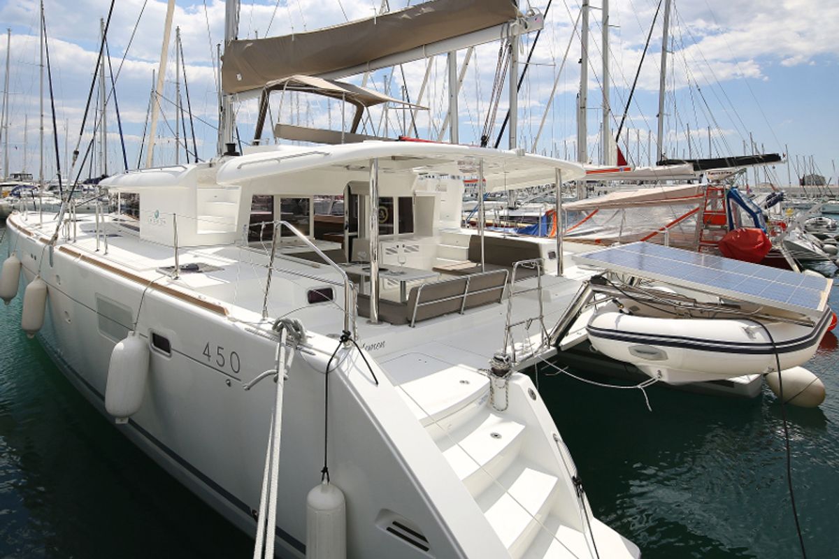 Exterior view of LADIES&GENTLEMEN, a Lagoon 450 Fly catamaran at Općina Sukošan, Croatia