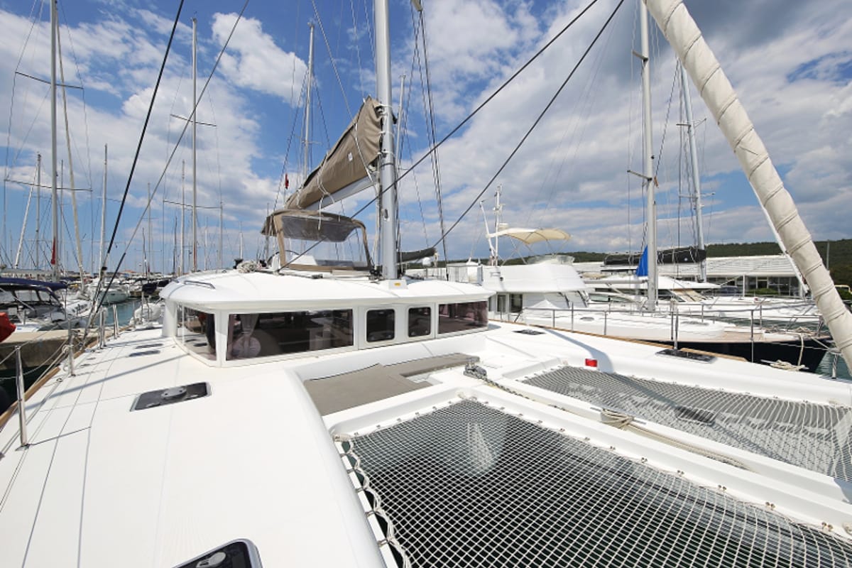 Deck of LADIES&GENTLEMEN, a Lagoon 450 Fly catamaran at Općina Sukošan, Croatia