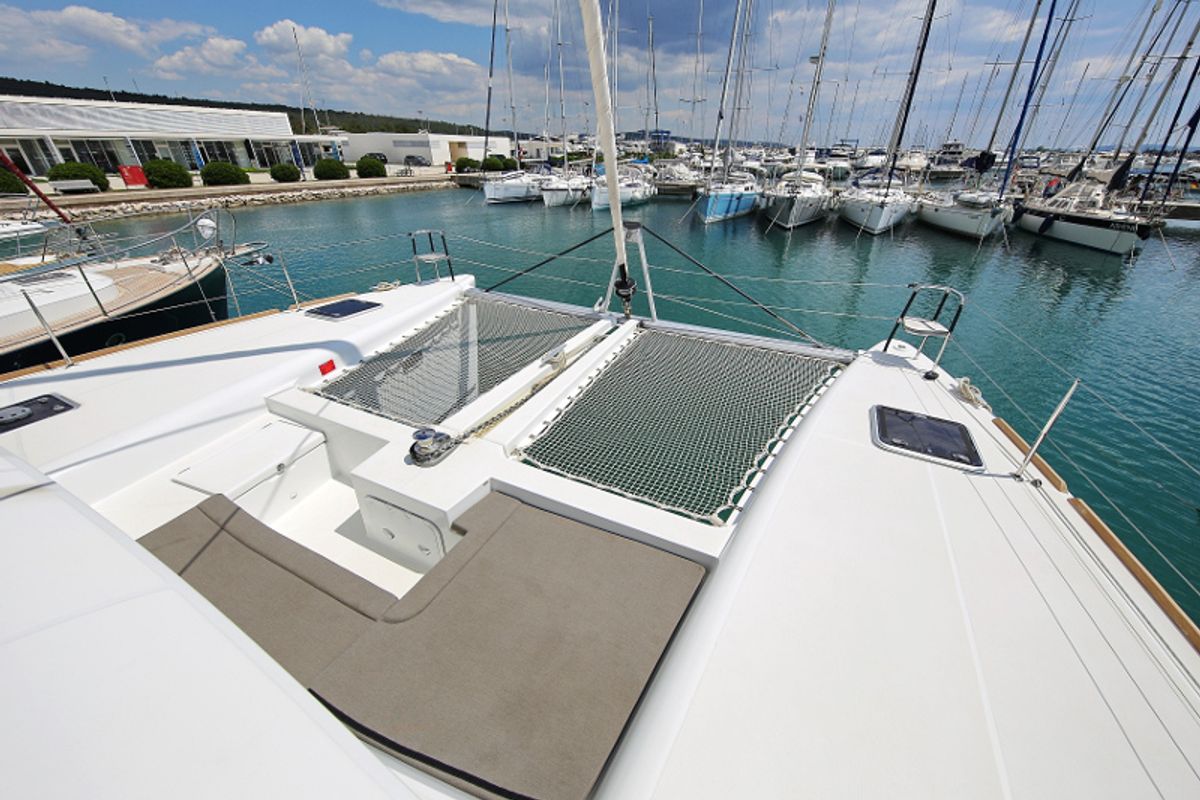 Deck of LADIES&GENTLEMEN, a Lagoon 450 Fly catamaran at Općina Sukošan, Croatia