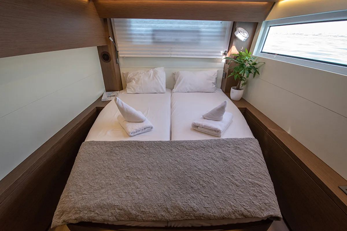 Cabin on For Sail Too, a Lagoon 50 catamaran at Parikia, Greece